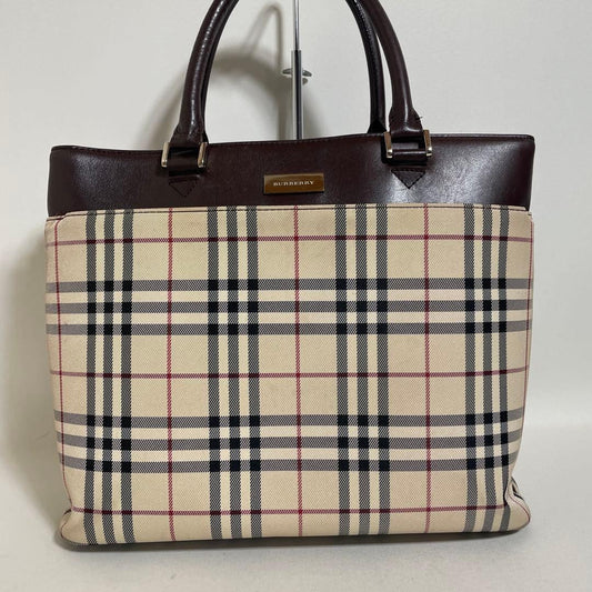 BURBERRY 2602-142 Burberry Handbag, Dark Brown, Nova Check Leather #QYK6DD