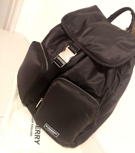BURBERRY Nylon Backpack Black Logo Tag New Unused #QYB5RN
