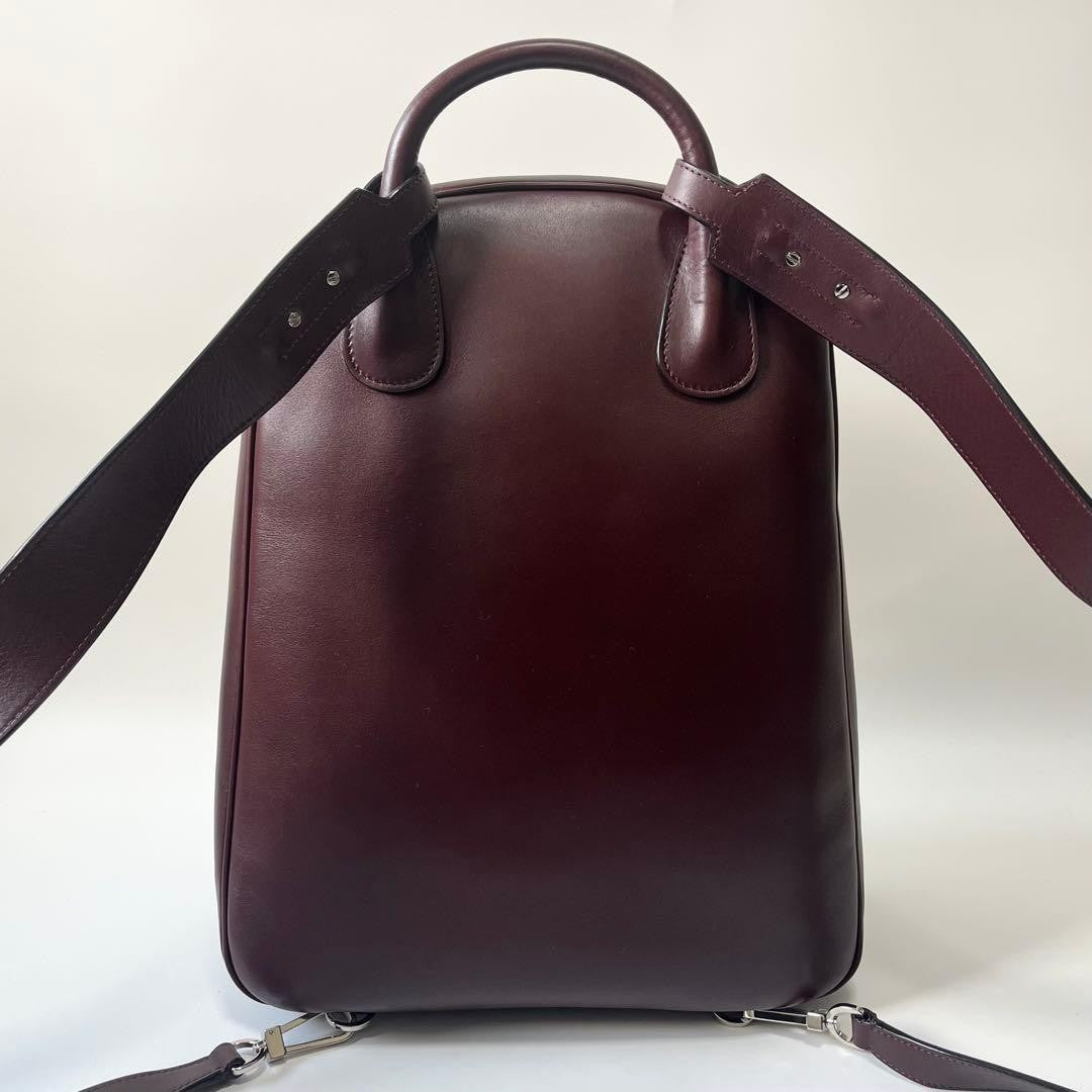 VALEXTRA My Logo Backpack Leather Bordeaux Burgundy Men #QY3G0E