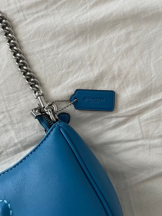 COACH Blue Handbag with Chain Strap #QYD3MK