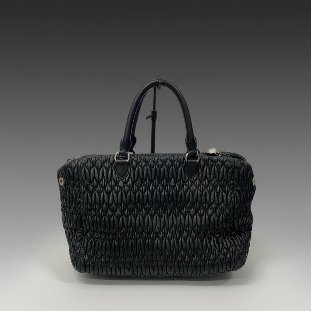 MIU MIU Matelass? handbag, black leather Women #QY1QWJ