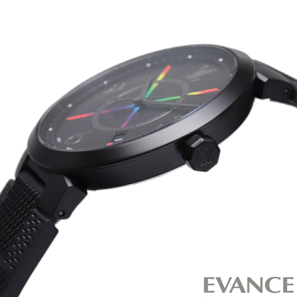Weekly Special: LOUIS VUITTON Tambour Slim Rainbow QA113 Black Men's Wat #QYCFMJ