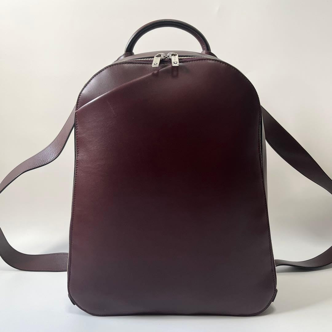 VALEXTRA My Logo Backpack Leather Bordeaux Burgundy Men #QY3G0E