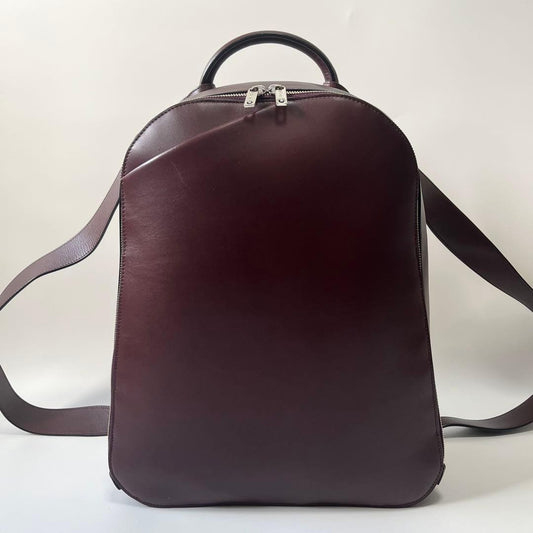 VALEXTRA My Logo Backpack Leather Bordeaux Burgundy Men #QY3G0E