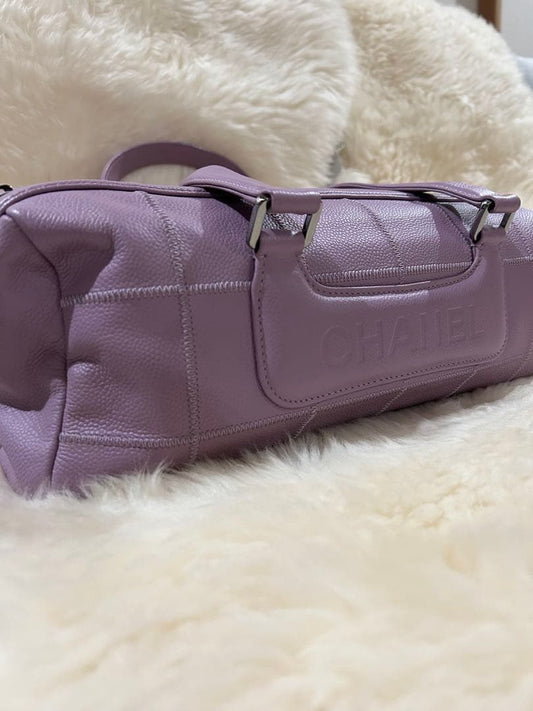 CHANEL Chocolate Bar Handbag Gray Leather Women #QY4I66