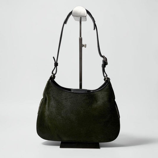 Coach Green Calf Hair Modern Classic One-Shoulder Bag y2k #QY73C2