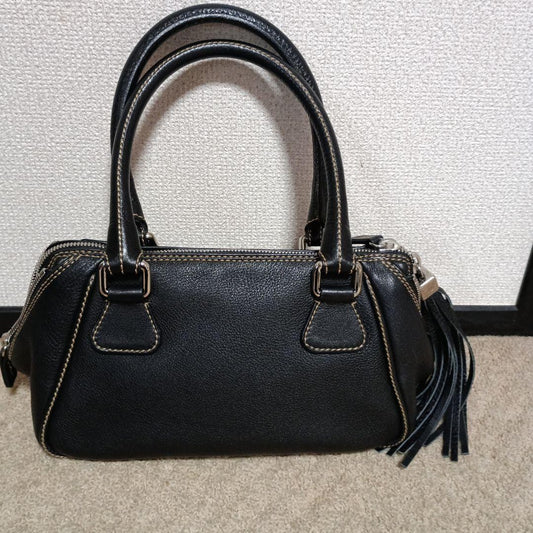 CHANEL Black Leather Fringe Tote Bag Boston #QY9WQX