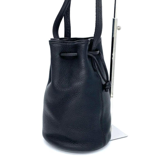 COACH Old Coach Shoulder Bag, Drawstring, Leather, Black #QYAB12