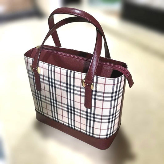 BURBERRY Checkered Bordeaux Handbag #QY5DAB