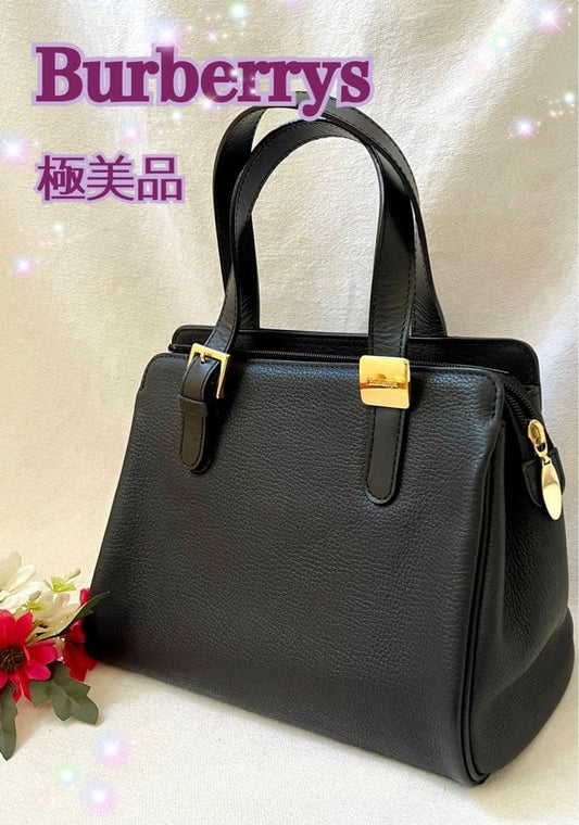 Burberrys Formal Leather Handbag, Black #QY0GLV