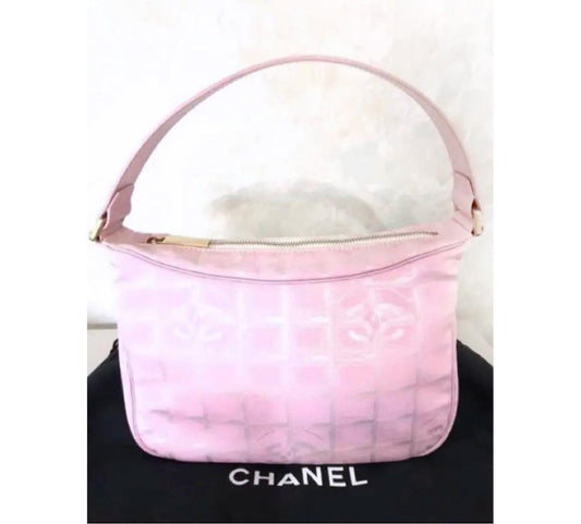 CHANEL New Travel Line Pink Shoulder Bag Gold HW Women #QY6WU5