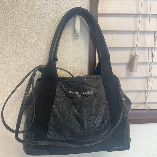 BALENCIAGA Black Leather Handbag Gabas XS #QYAJB5