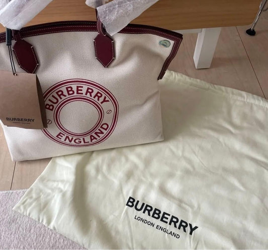 BURBERRY logo canvas handbag White Women #QY9X1K