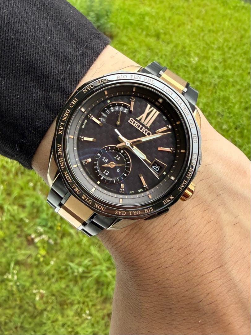 Seiko Brightz Men's Watch, Solar Powered, Black Dial, Titanium #QYHSVZ