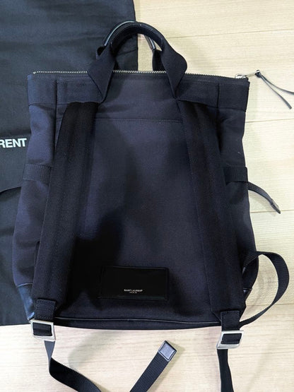 SAINT LAURENT PARIS 2Way Backpack Black Leather Dust Bag #QY9VEK