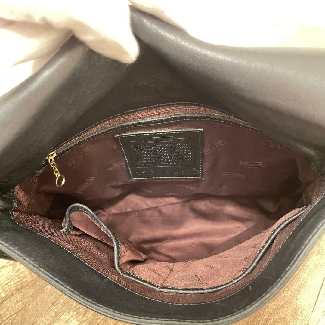 OLD COACH 9829 Black Leather Shoulder Bag #QYJXWW