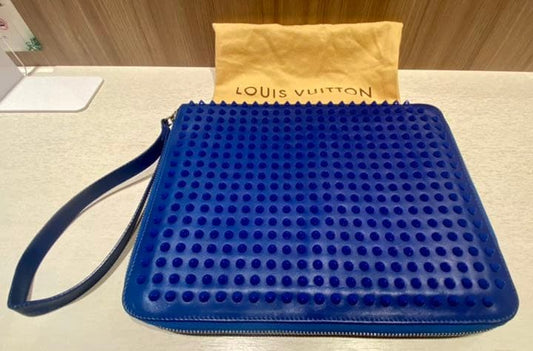 CHRISTIAN LOUBOUTIN Lupin Tablet Case, Blue, Leather #QY0043