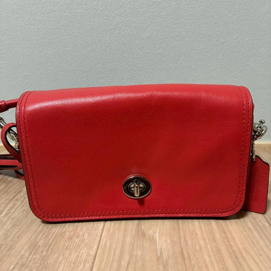 COACH Legacy Penny Shoulder Bag Leather, Red #QY6NNT
