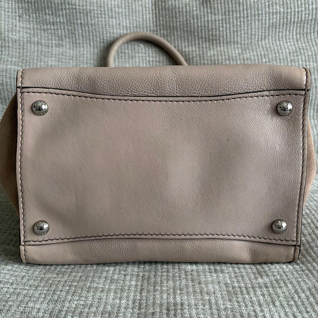 PRADA Leather x Suede 2-Way Shoulder Bag, Greige #QY6VVR