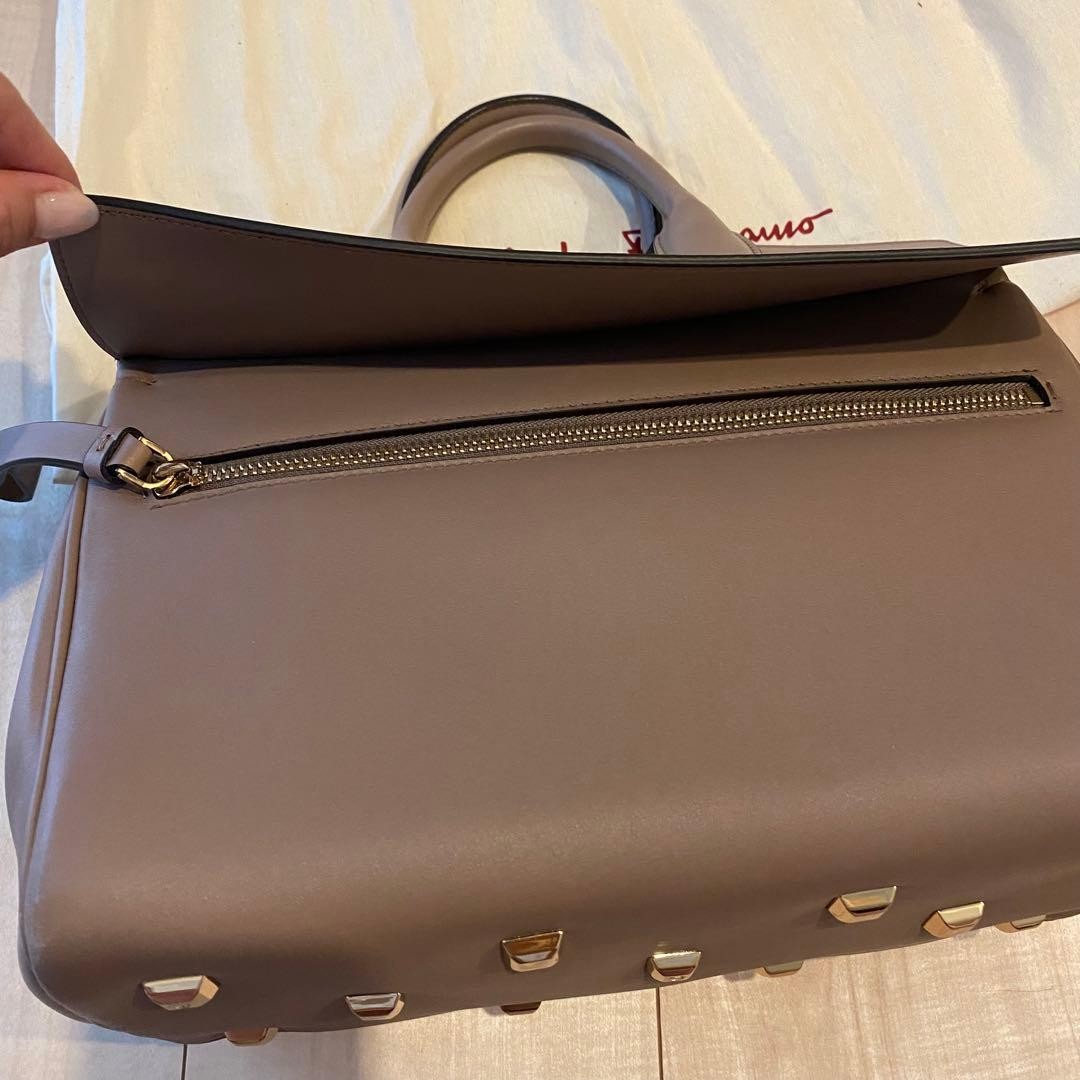 Salvatore Ferragamo Studio Gray Pouch #QYIA68