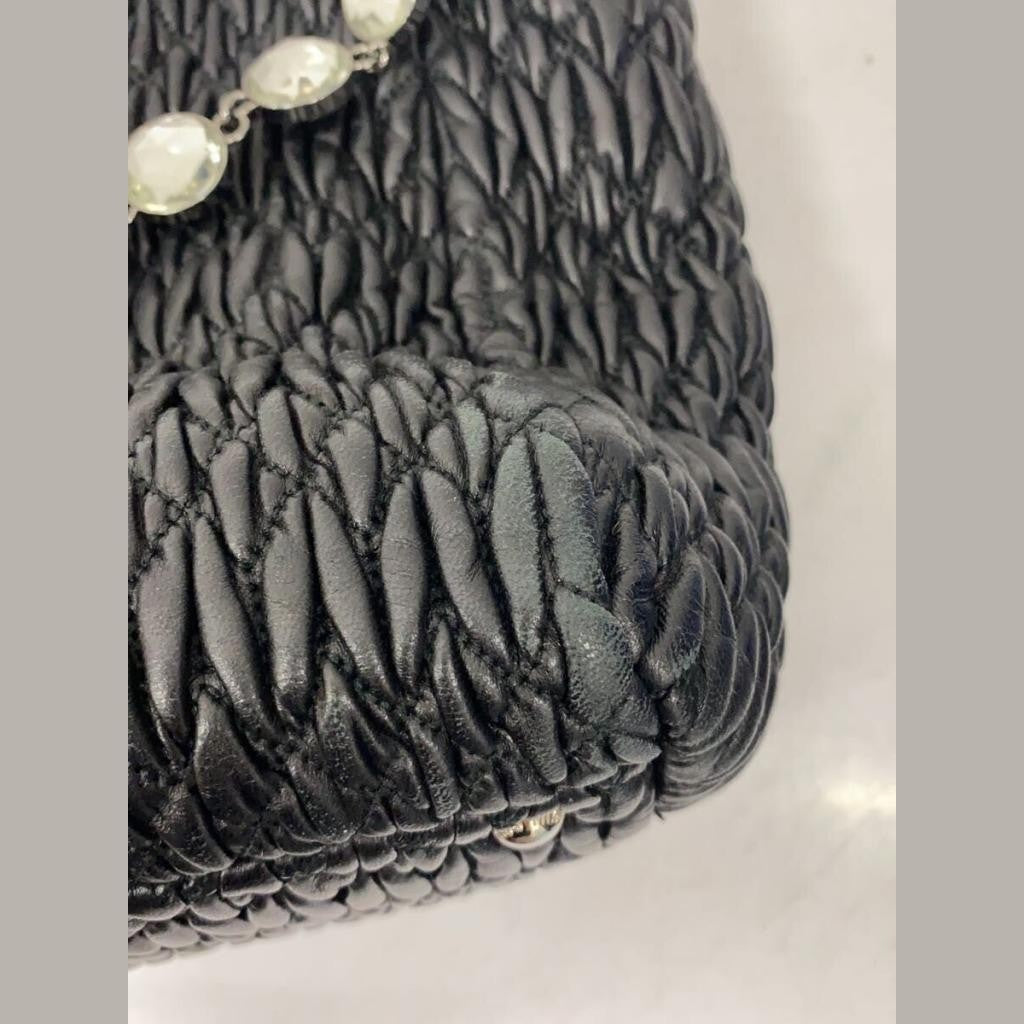 MIU MIU Matelass? handbag, black leather Women #QY1QWJ