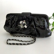 Good condition Miu Miu Bijou 2way enamel bag opening crack bag bag black
