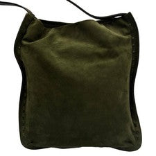Old Coach Suede Shoulder Bag, Nubuck Leather, Olive Green #QYHL51