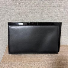GUCCI Formal Evening Handbag Black Leather Slim W28 H17 D4.5cm From Japa #QYH6S3