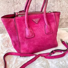 PRADA handbag/shoulder bag, suede leather, fuxia pink #QY31MG