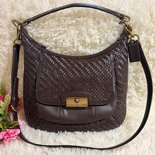 COACH Old Coach Shoulder Bag, Dark Brown, Woven Leather #QYCVK9