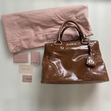 MIU MIU Brown Leather Handbag Shoulder Bag Women #QYDBCK