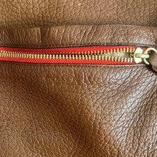 Brown leather shoulder bag with tassel #QY2DHB