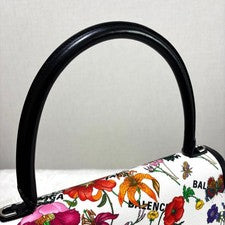 BALENCIAGA Gucci Hacker Project Flora Hourglass Handbag Black #QYF8B0