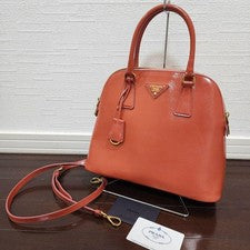 PRADA Saffiano Orange Leather Handbag Shoulder Bag #QYDJWY