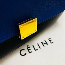 CÉLINE Trapeze Handbag, 2-way, Blue, Black, Beige Leather #QY2LUW