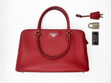 PRADA Prada Leather Handbag Tote Bag Red Key #QY3WRK