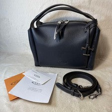 TOD’S Leather Baulette Mini Bag, Navy #QYG3GY
