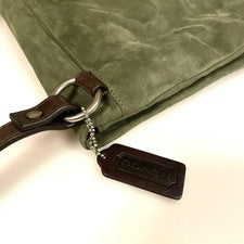 OLD COACH leather shoulder bag, moss green #QY3VTI