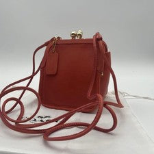 COACH Shoulder Bag, Clasp Closure, 2-Way, All Leather, Red #QY5DGN