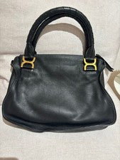 CHLOE Marcie Black Leather Shoulder Bag Women Authentic #QY8TKL
