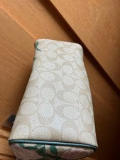 COACH Floral Handbag, Rose Pattern, Beige & Green #QYKLWJ