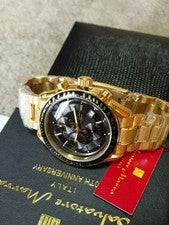 Gold IP coated, multifunction chronograph, 100M water resistance. #QYHE76