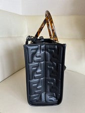 FENDI Sunshine Small Nappa Leather 2-Way Bag, Black #QY7I85