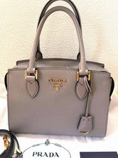 PRADA 1BA164 2-Way Handbag/Shoulder Bag, Gray #QYGY53