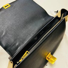CÉLINE Trapeze Handbag, 2-way, Blue, Black, Beige Leather #QY2LUW
