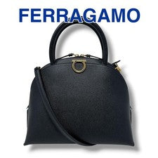Salvatore Ferragamo handbag, top handle, Gancini design, black. #QY1RWV