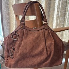 GUCCI Pink Brown Leather Handbag #QY73GV