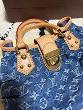 LOUIS VUITTON Denim Handbag Pretty M95020 Beige #QYF1Y8