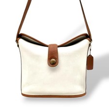 COACH Old Coach Shoulder Bag, White Leather #QYKLHD