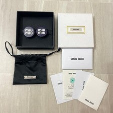 [Good condition] ♡miu miu♡ Looks great with summer outfits logo earrings navy